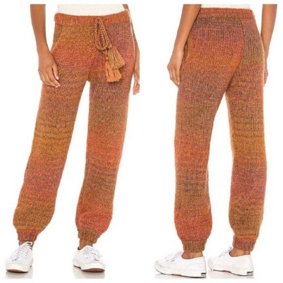 LoveShackFancy Blossom Pant Knit Sweats Orange High Rise Russe Rio - Picture 1 of 9